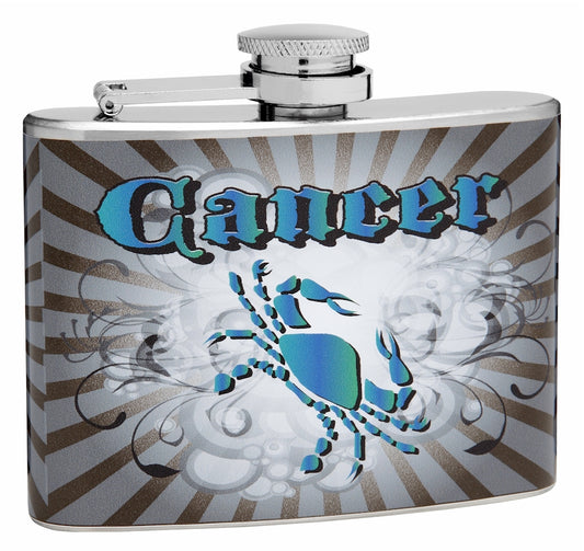 4oz Sign of the Zodiac Flask, Cancer the Crab