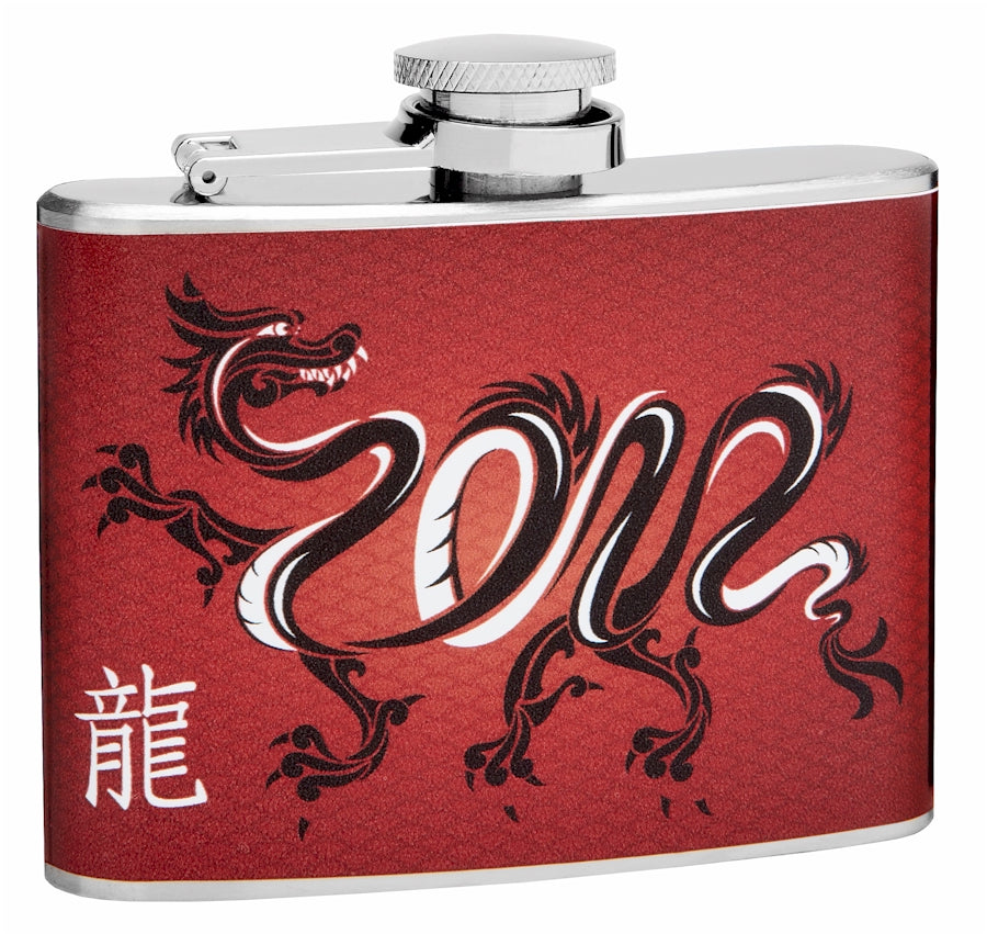 4oz Chinese Dragon Hip Flask – Flasks.com