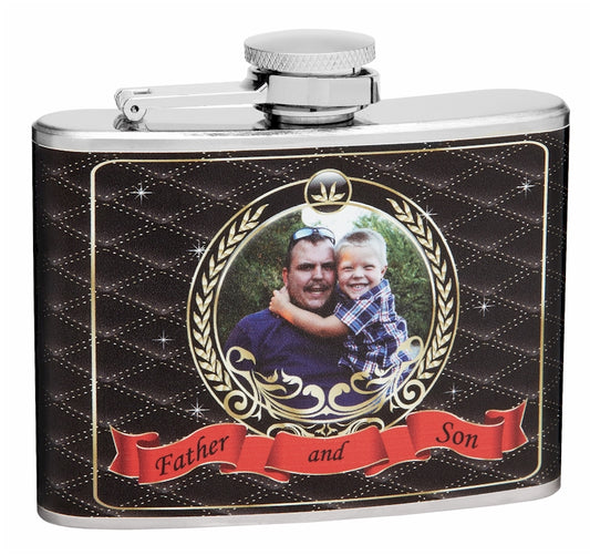 4oz Father and Son Personalized Picture Hip Flask