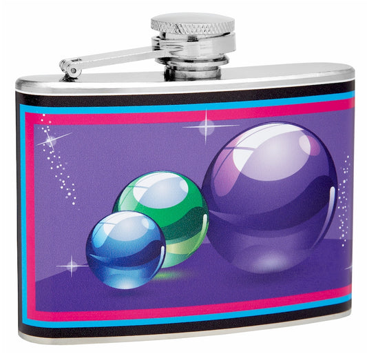 4oz Hip Flask with Colorful Orbs or Spheres