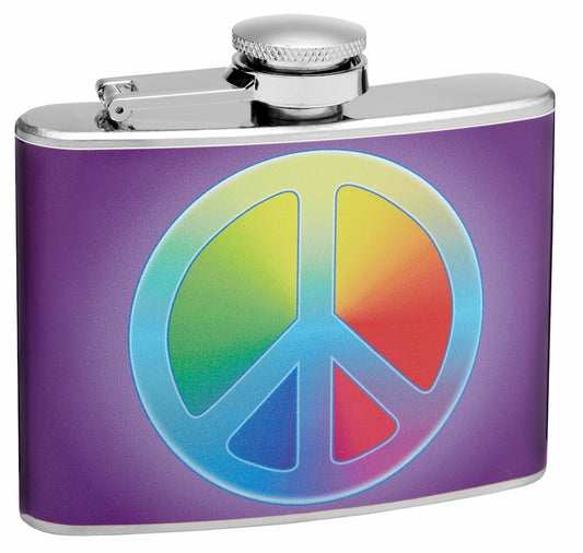 4oz Rainbow Peace Symbol Hip Flask