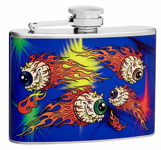 4oz Hip Flask with Scary Floating Eyeballs