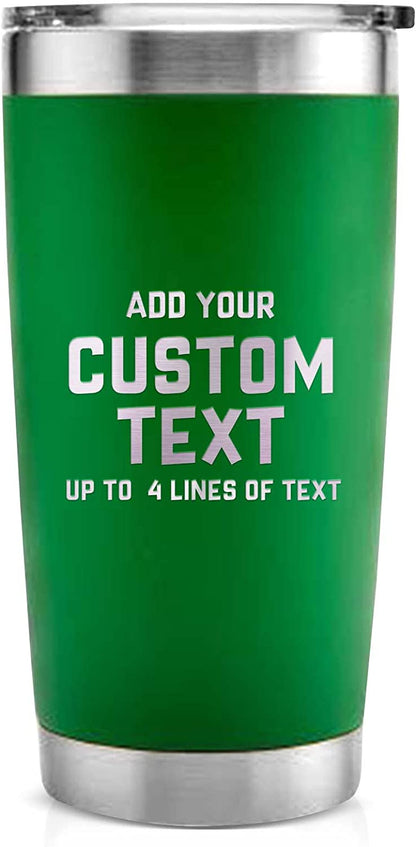 Personalized 20oz Double Wall Vacuum Tumbler with Lid - Available in Black, White, Red, Green, or Pink