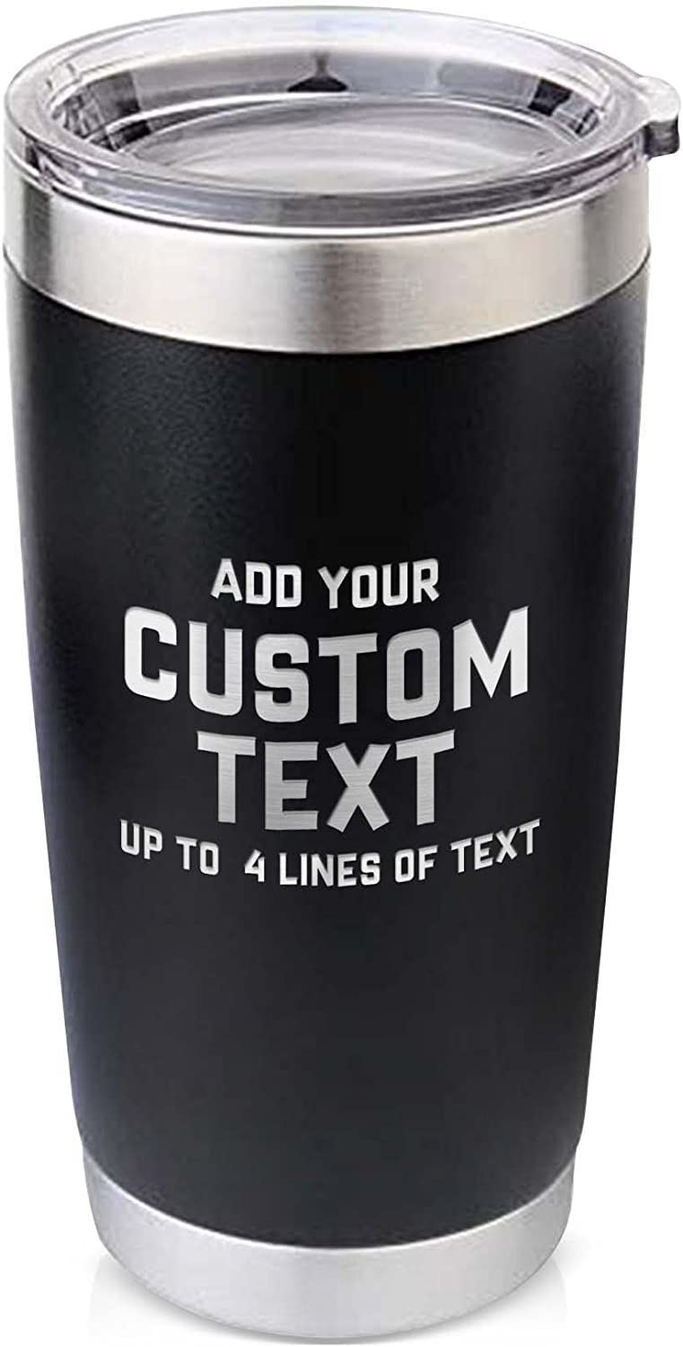 Personalized 20oz Double Wall Vacuum Tumbler with Lid - Available in Black, White, Red, Green, or Pink