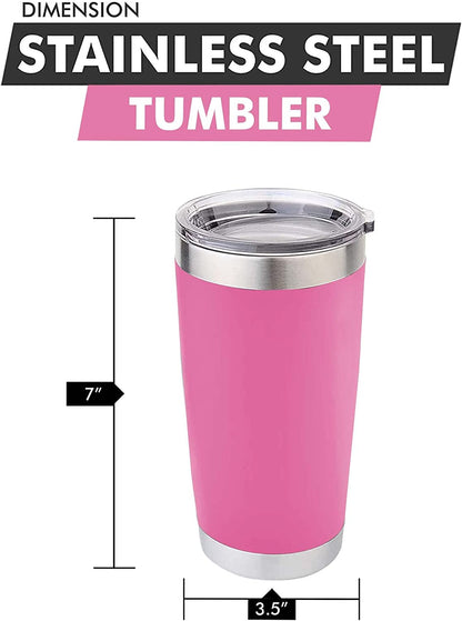 Personalized 20oz Double Wall Vacuum Tumbler with Lid - Available in Black, White, Red, Green, or Pink