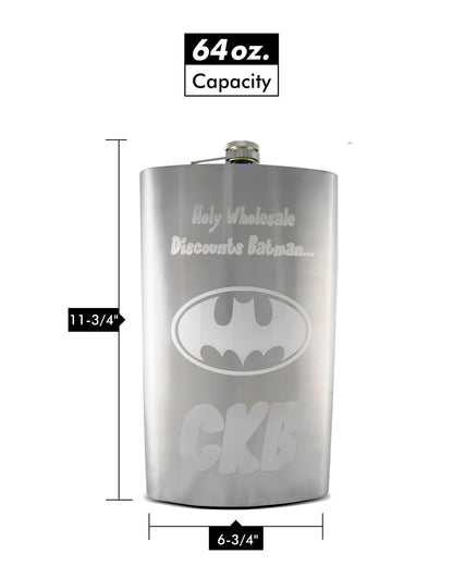 64oz  Engraved Giant Hip Flask, Free Personalization