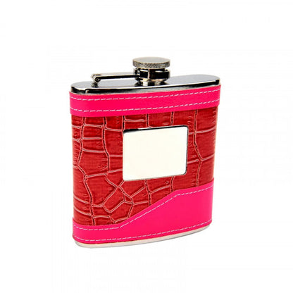 2-Tone Pink Hip Flask with Engraving