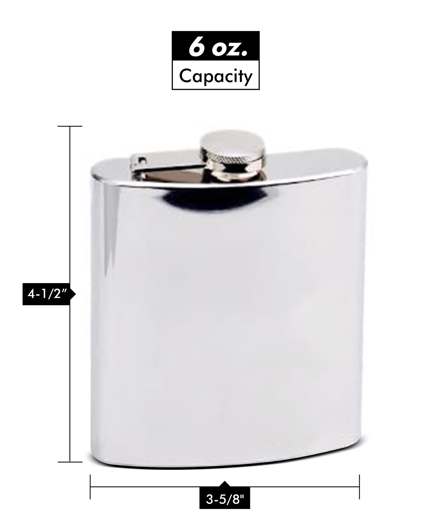 Personalized 6oz Mirror Polished Hip Flask