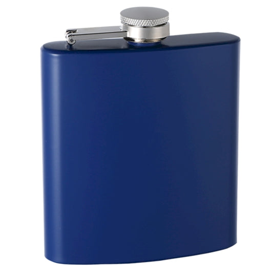 6oz Soft Rubber-Coated Hip Flask, Blue
