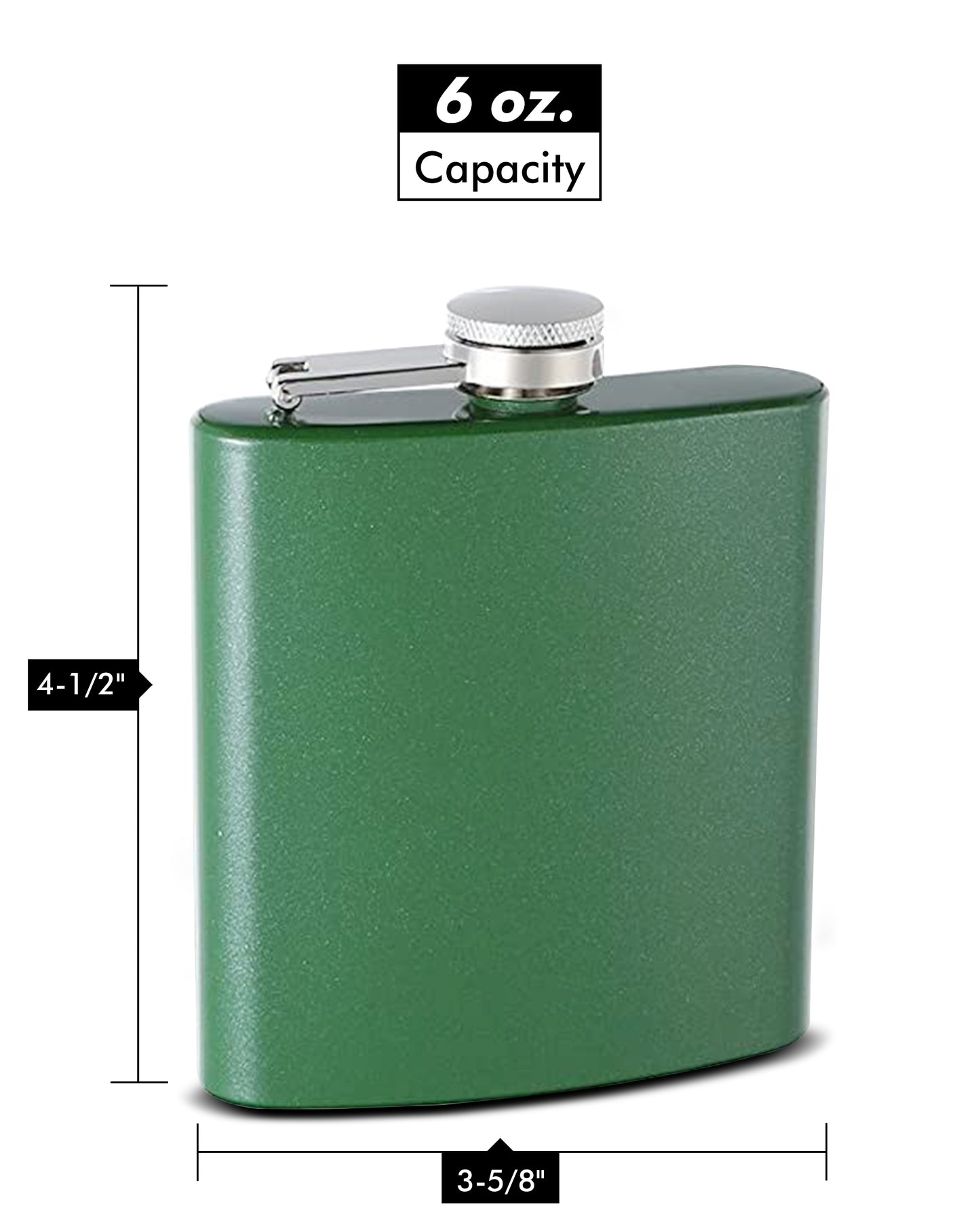 6oz Custom Glitter Paint Flask, Green