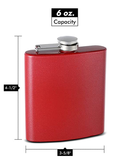 6oz Custom Glitter Paint Flask, Red