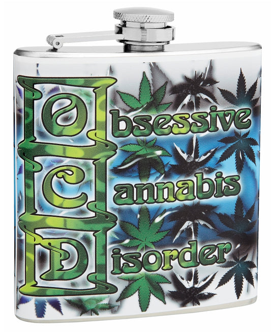 6oz "OCD" Marijuana Hip Flask