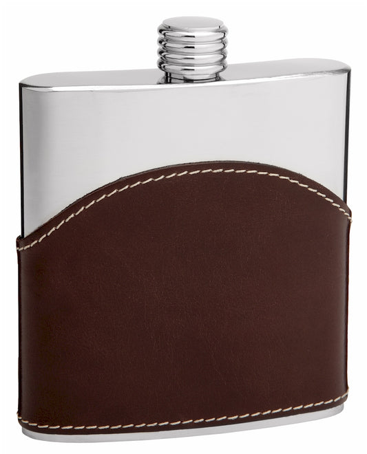 6oz Brown Leather Hip Flask
