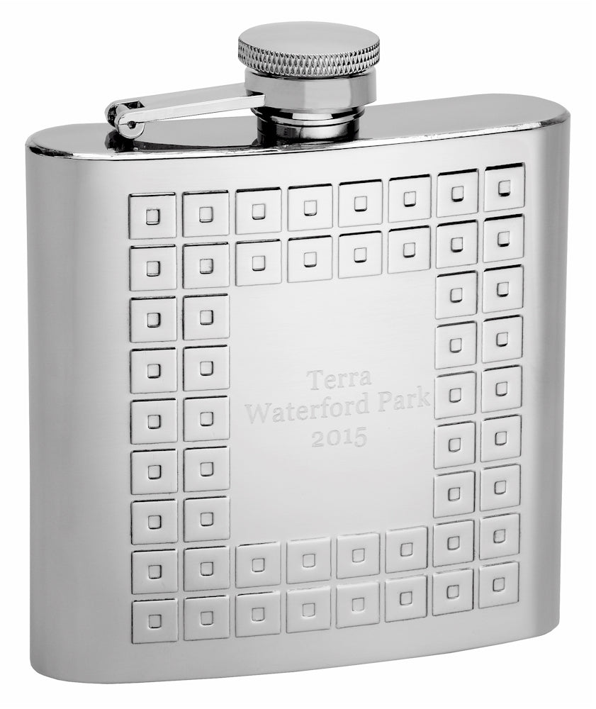 Patterned Flasks 6oz Embossed Square Pattern Hip Flask – Flasks.com