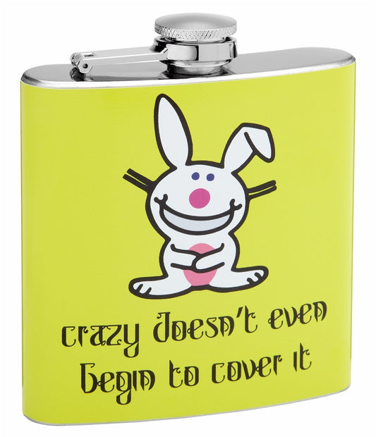 6oz "Crazy Doesnt Cover It" Themed Hip Flask