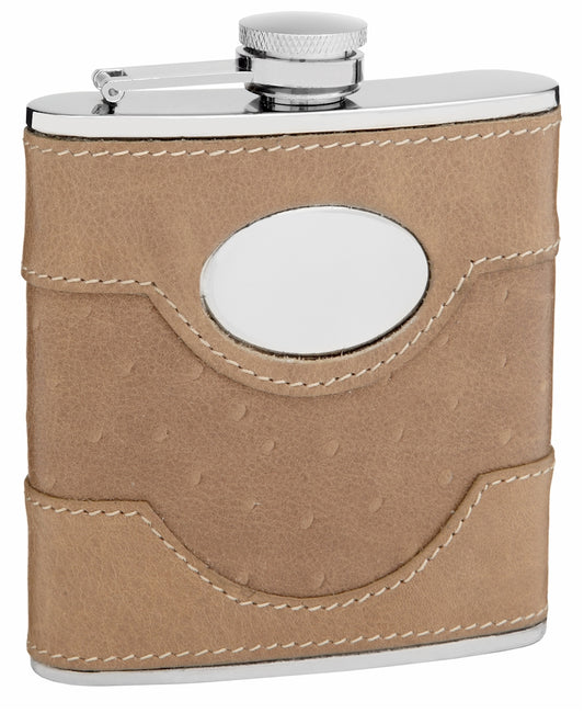 6oz Suede Leather Flask with Personalization Area