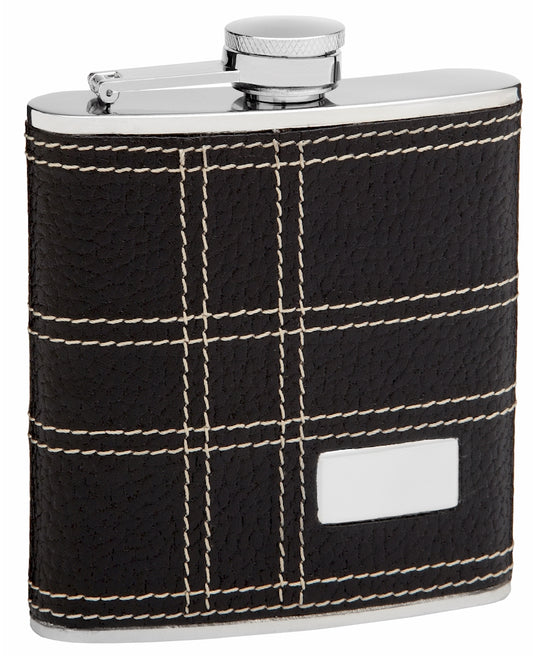 6oz Faux Leather Flask for Men with Monogram