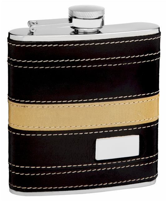 6oz Leather Flask for Men with Engraved Monogram