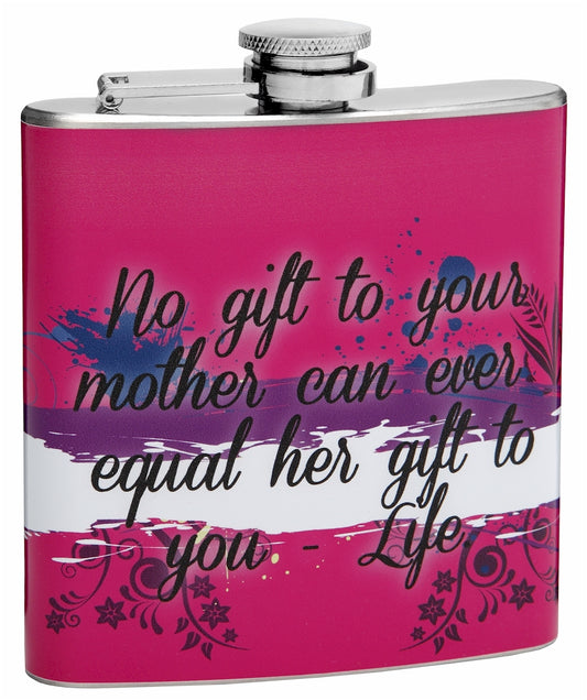 6oz "Gift of Life" Stainless Steel Hip Flask for Mom