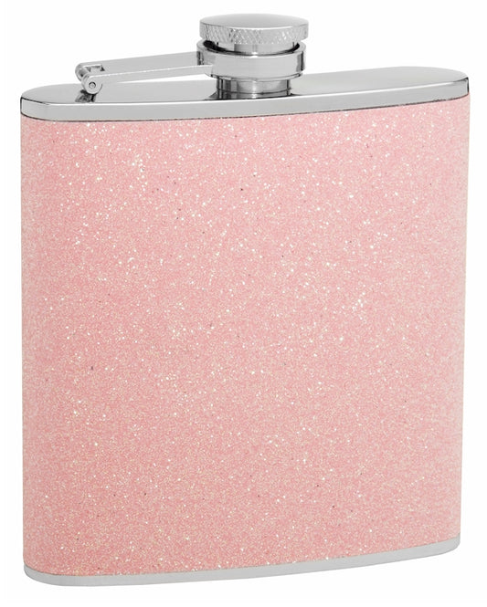 6oz Pink Glitter Flask; Sparkles in the Light!