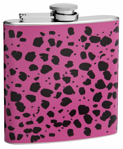 6oz Pink and Black Cheetah Print Hip Flask