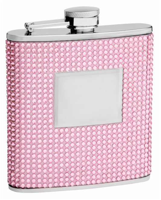 6oz Pink Crystal Rhinestone Flask for Women