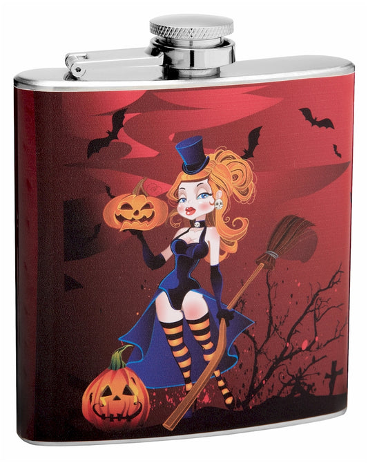 6oz Sexy Witch Halloween Hip Flask