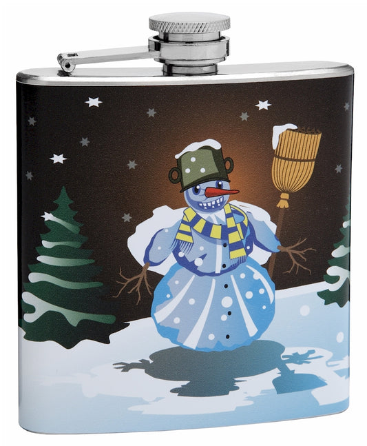 6oz Snowman Hip Flask with Winter Theme