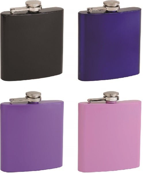 6oz Painted Hip Flasks in Various Colors