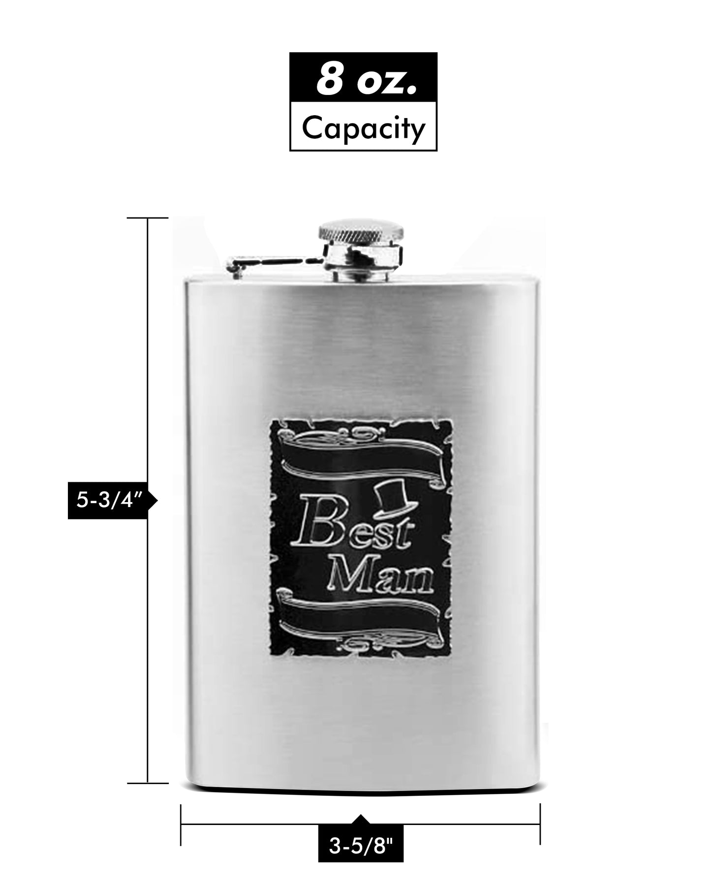 Wedding Flask for the Best Man with Metal Emblem
