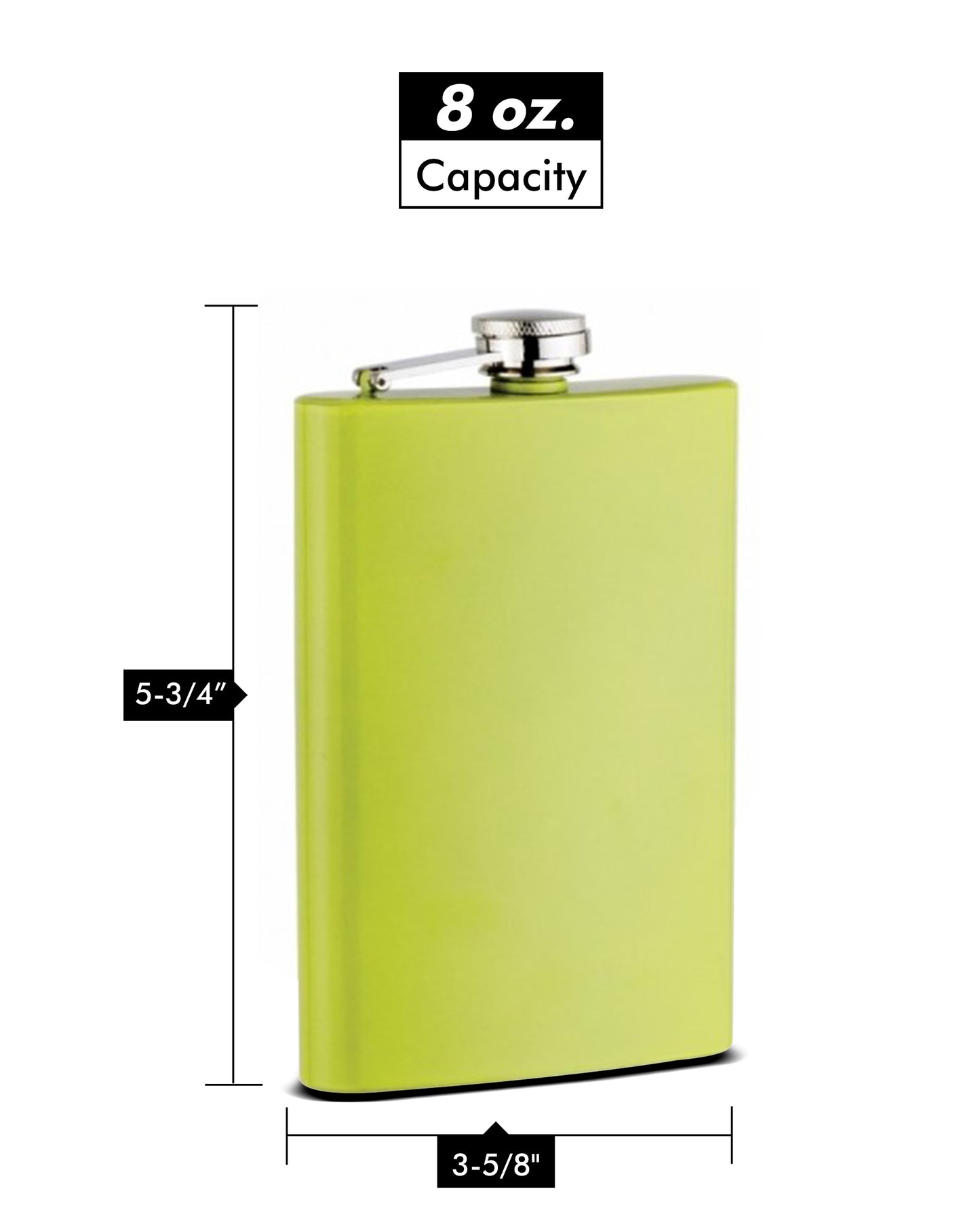 Yellow Powder Coated 8oz Painted Hip Flask Engraved
