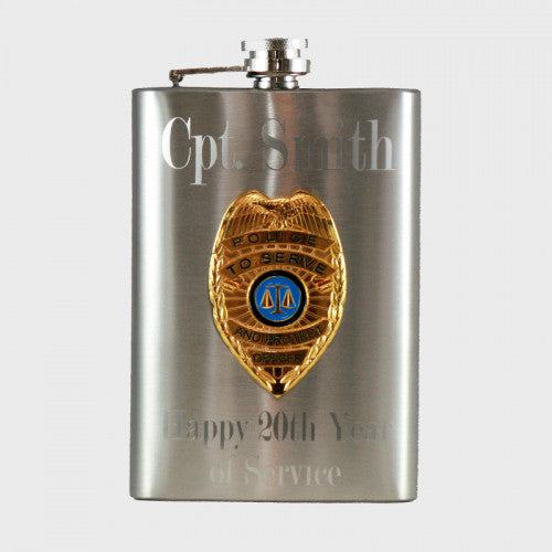 Glenfiddich Whisky Laser Engraved 8oz Stainless Steel Hip Flask Set