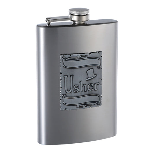 8oz Engraved Wedding Flask for an Usher
