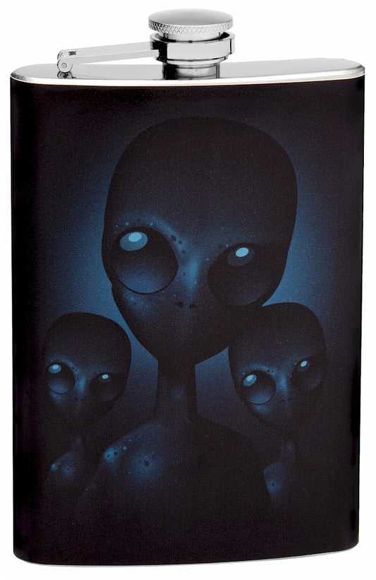 8oz "Three Aliens" Hip Flask