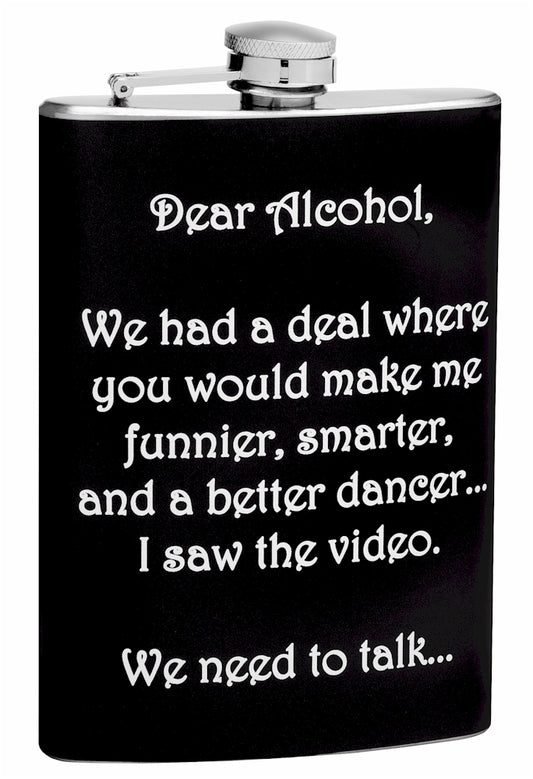 8oz "Dear Alcohol" Hip Flask