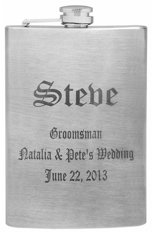 8oz Groomsman Flask, Custom Laser Engraved