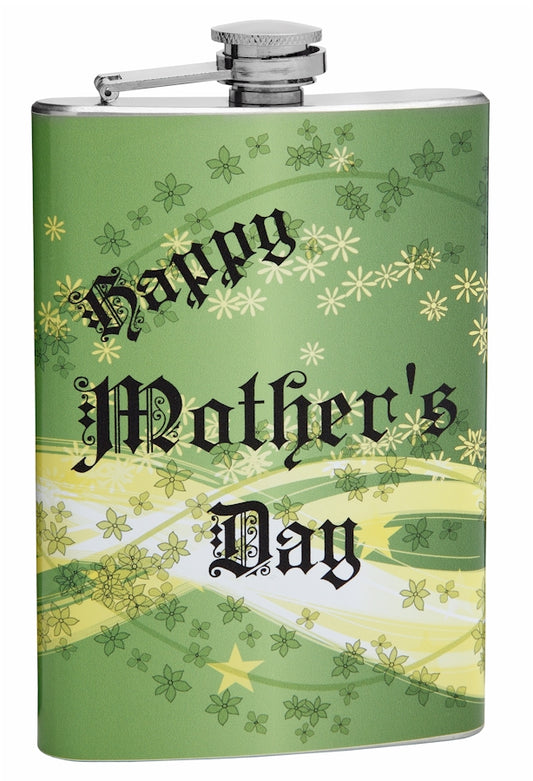 8oz Green Happy Mother's Day Hip Flask