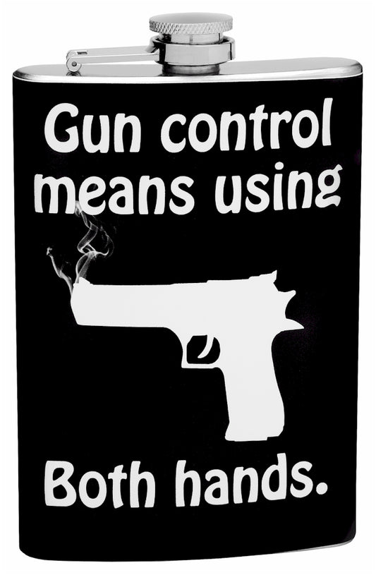 8oz "Gun Control" Hip Flask