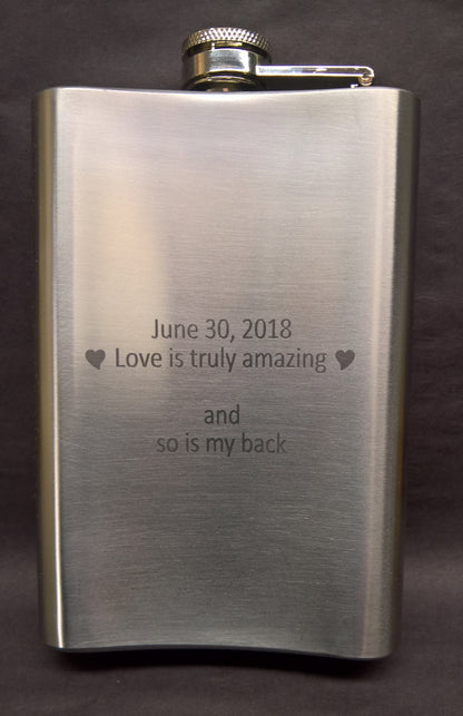 Engraved 8oz Stainless Steel Hip Flask
