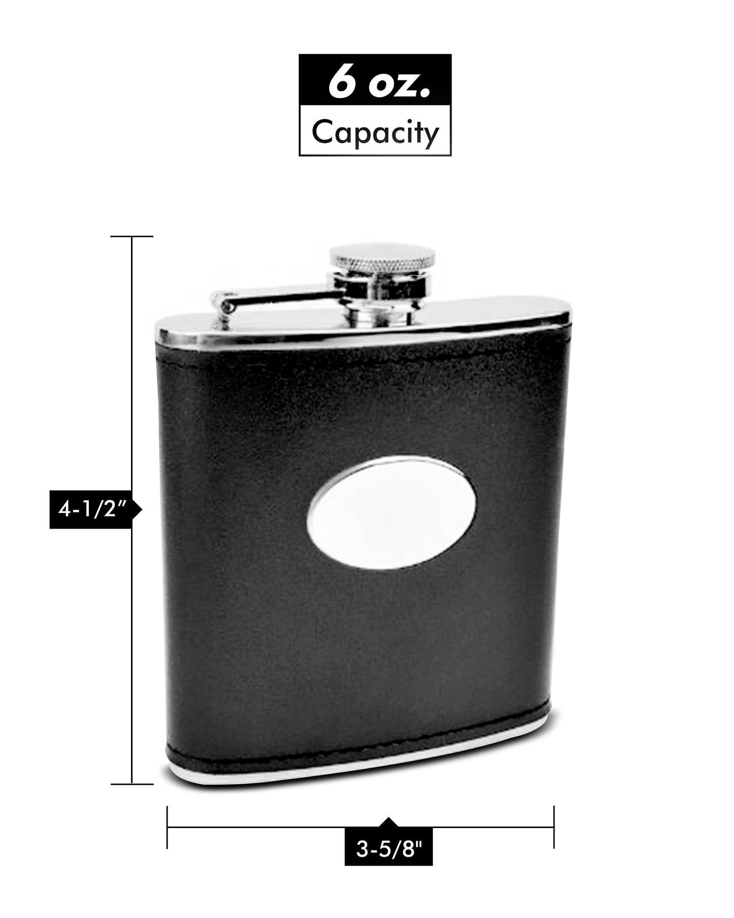 Black Hip Flask with Engraving Plate
