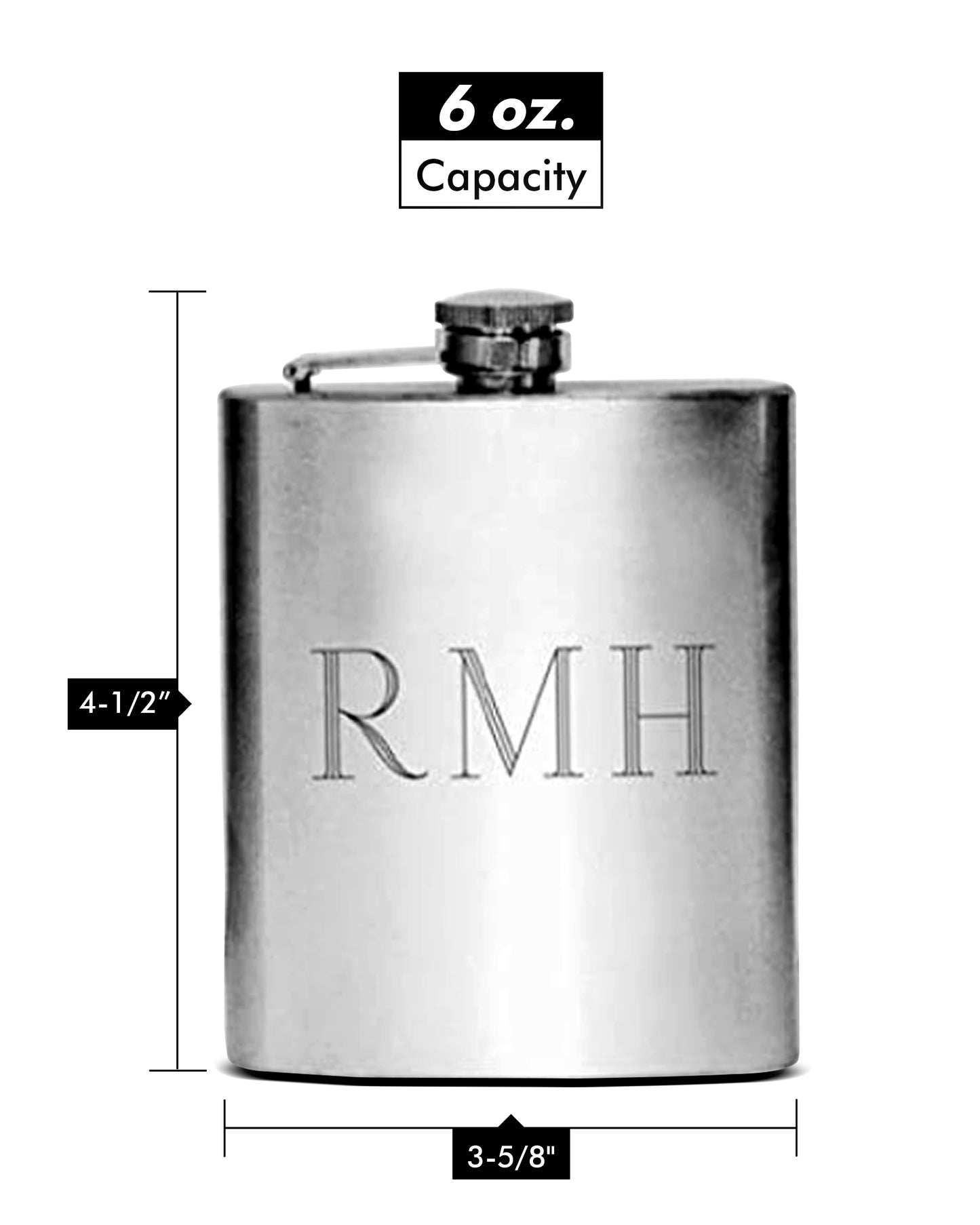 Engraved 6oz Stainless Steel Hip Flask
