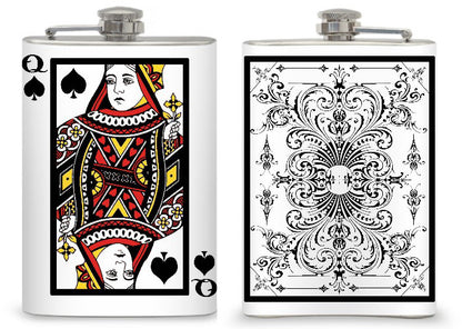 8oz "Queen of Spades" card flask