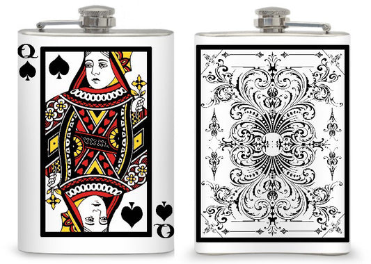8oz "Queen of Spades" card flask