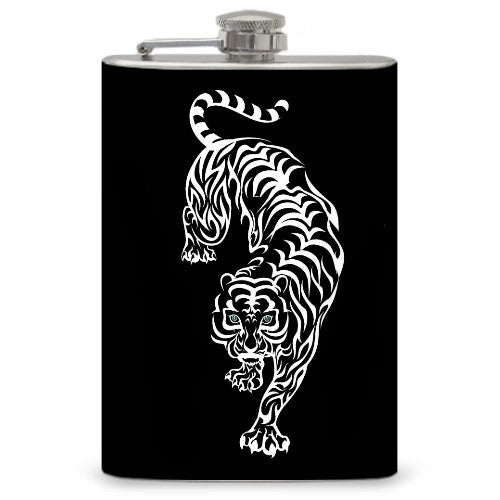 8oz “Tribal White Tiger” Flask – Flasks.com