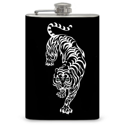 8oz “Tribal White Tiger” Flask