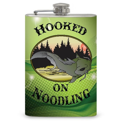 8oz "Hooked on Noodling" Flask
