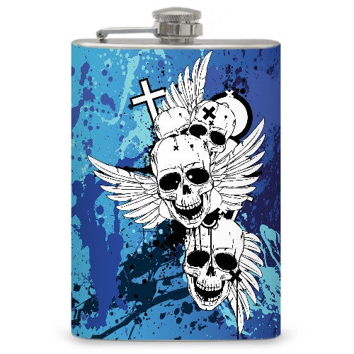 8oz "Skulls with Wings" Flask
