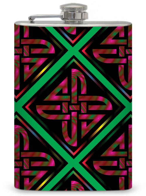 Patterned Flasks 8oz Pink and Green Celtic Pattern Flask – Flasks.com