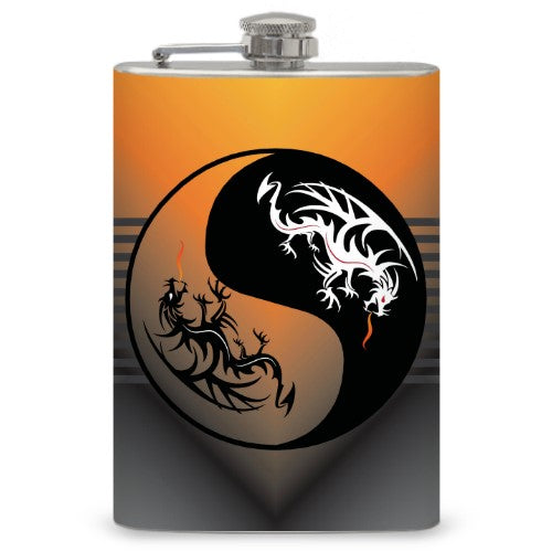 8oz "Dragon Yin-Yang" Flask