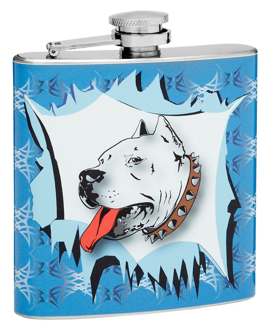6oz Hip Flask with Pit Bull Design